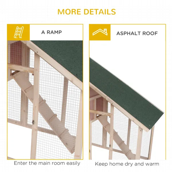 Wood Rabbit Hutch 2-Tier Small Animal House with Ramp and Run Natural 55" L - product image 7