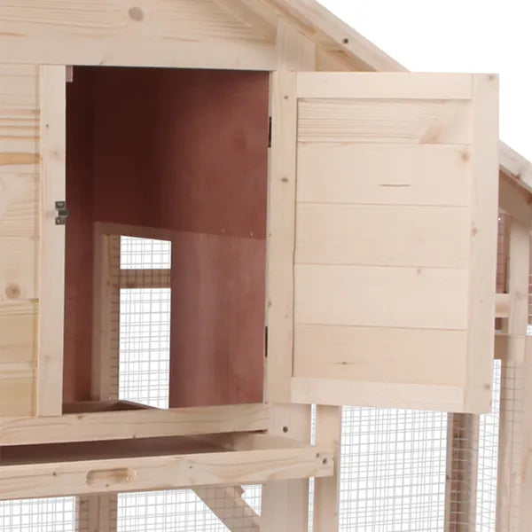 Wood Rabbit Hutch 2-Tier Small Animal House with Ramp and Run Natural 55" L - product image 8