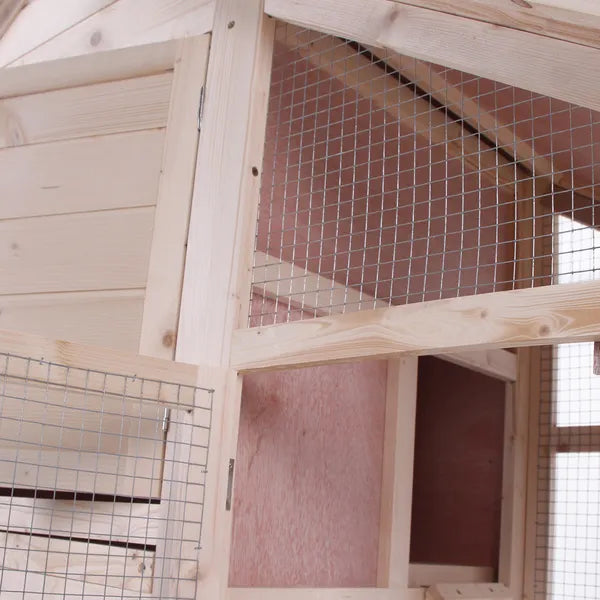 Wood Rabbit Hutch 2-Tier Small Animal House with Ramp and Run Natural 55" L - product image 9