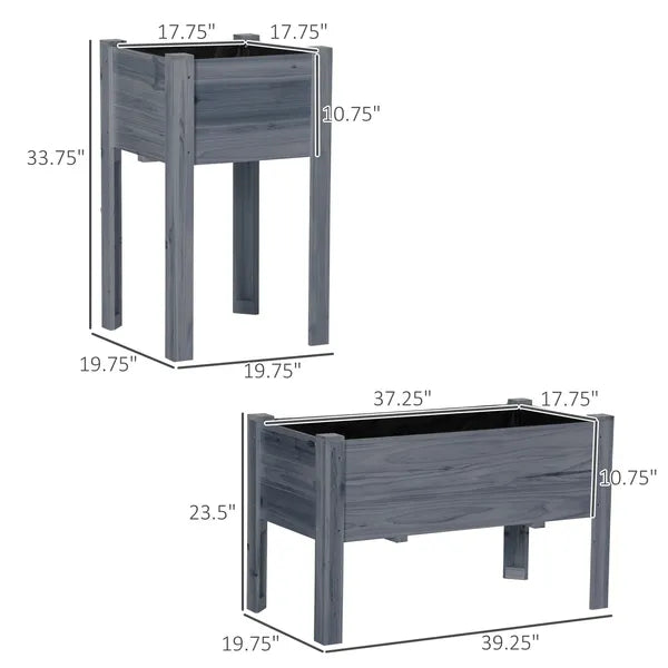 Outsunny Wood Raised Garden Bed Set of 3 with Legs Planter Box Gray for Vegetables Herbs Backyard Patio - product image 3