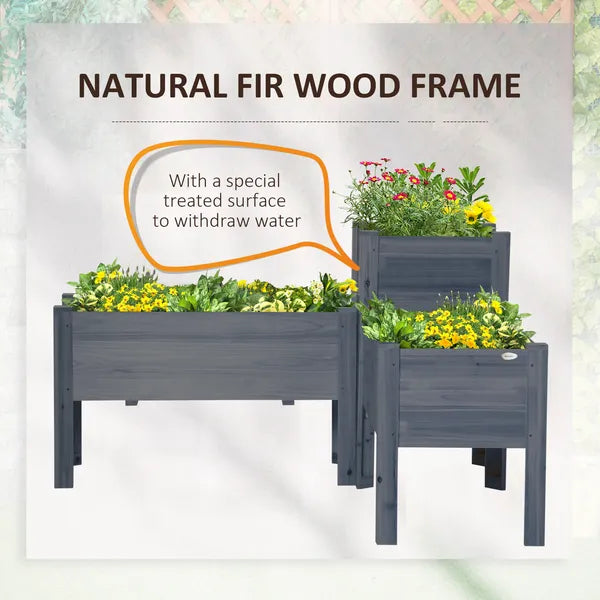 Outsunny Wood Raised Garden Bed Set of 3 with Legs Planter Box Gray for Vegetables Herbs Backyard Patio - product image 6