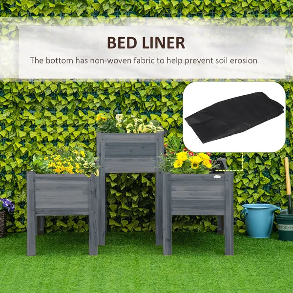 Outsunny Wood Raised Garden Bed Set of 3 with Legs Planter Box Gray for Vegetables Herbs Backyard Patio - product image 7