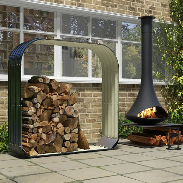 Outsunny Galvanized Steel Firewood Storage Rack with Rubberized Safety Edges - product image 7