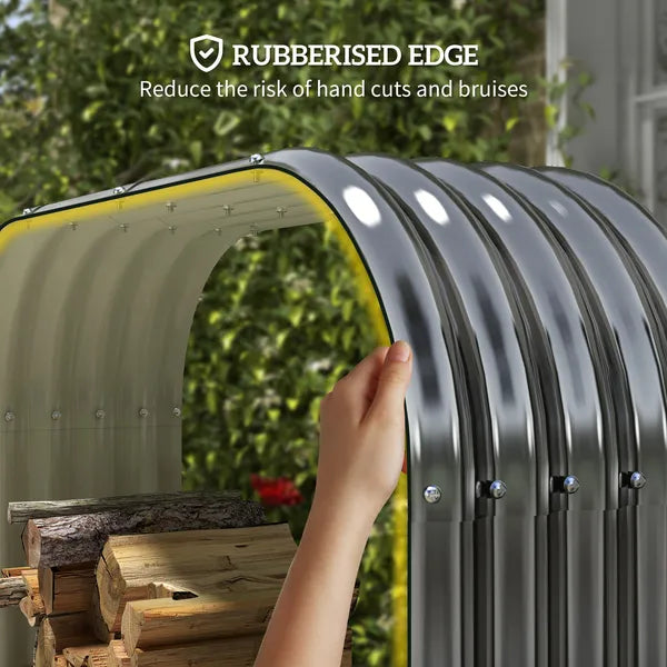 Outsunny Galvanized Steel Firewood Storage Rack with Rubberized Safety Edges - product image 6