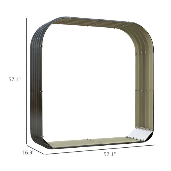 Outsunny Galvanized Steel Firewood Storage Rack with Rubberized Safety Edges - product image 3