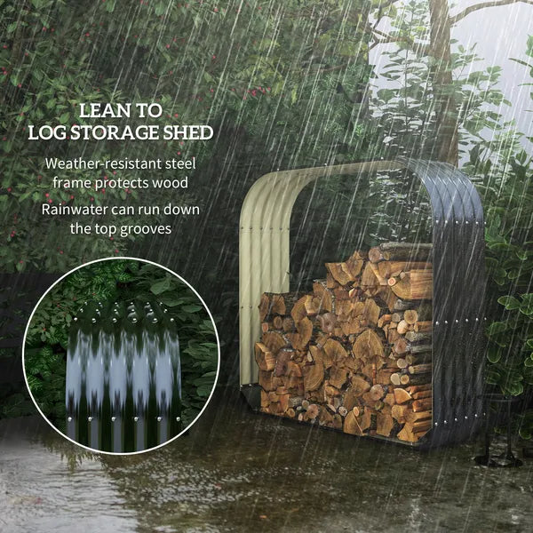Outsunny Galvanized Steel Firewood Storage Rack with Rubberized Safety Edges - product image 4