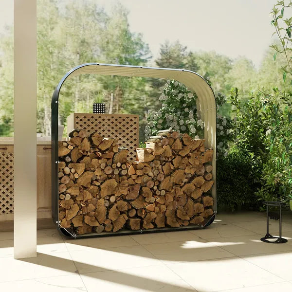Outsunny Galvanized Steel Firewood Storage Rack with Rubberized Safety Edges - product image 2