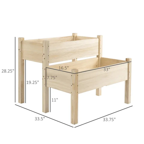 Wooden 2-Tier Raised Garden Bed, Elevated Planter Box for Vegetables, Herbs, Flowers - product image 3