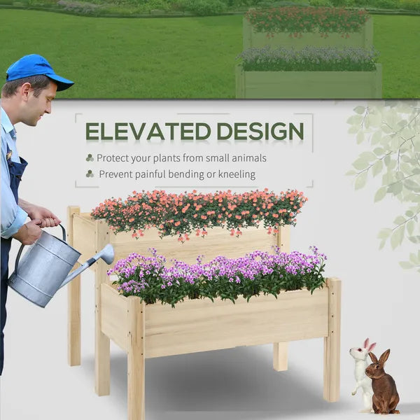 Wooden 2-Tier Raised Garden Bed, Elevated Planter Box for Vegetables, Herbs, Flowers - product image 4