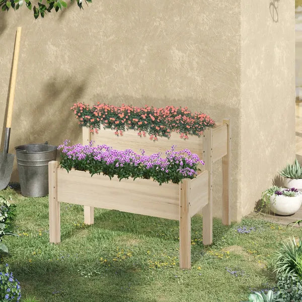 Wooden 2-Tier Raised Garden Bed, Elevated Planter Box for Vegetables, Herbs, Flowers - product image 10