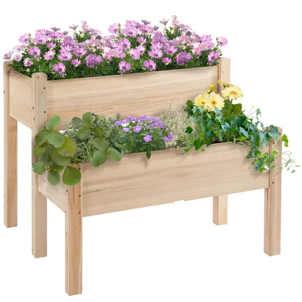 Wooden 2-Tier Raised Garden Bed, Elevated Planter Box for Vegetables, Herbs, Flowers - product image 1