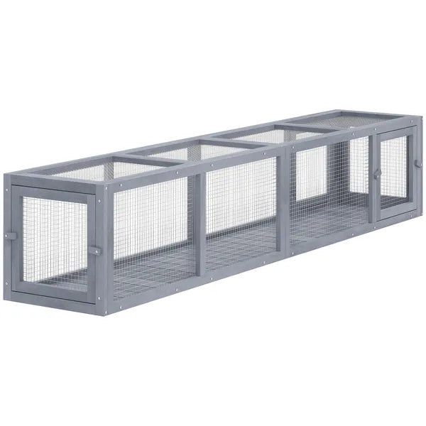 Wooden Cat Run with Weather Protection, Connecting Inside and Outside, 79"L x 15"W x 15"H, Dark Gray - product image 1