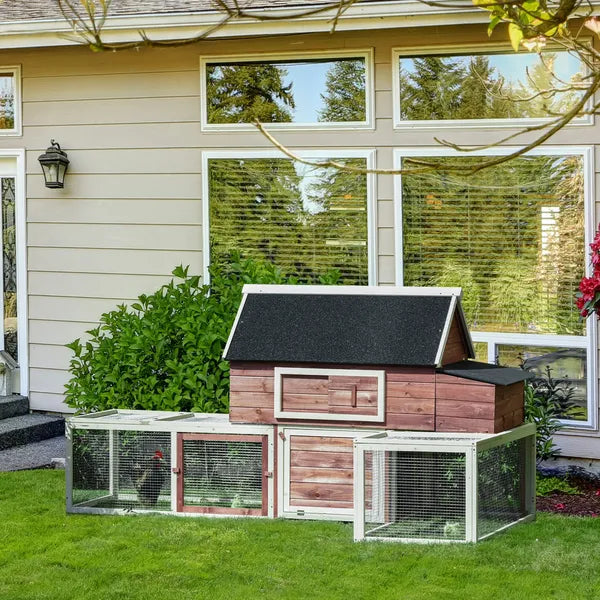 Wooden Chicken Coop 114 Inch Large Hen House Poultry Cage Nesting Box Outdoor Runs Removable Tray Ramp Cinnamon Brown - product image 2