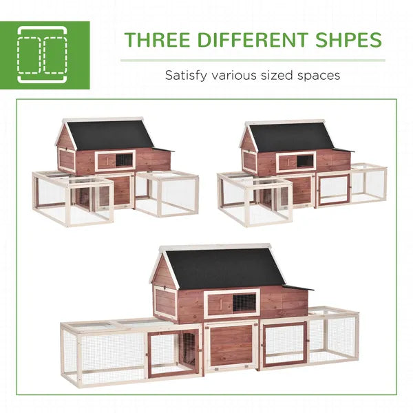 Wooden Chicken Coop 114 Inch Large Hen House Poultry Cage Nesting Box Outdoor Runs Removable Tray Ramp Cinnamon Brown - product image 5