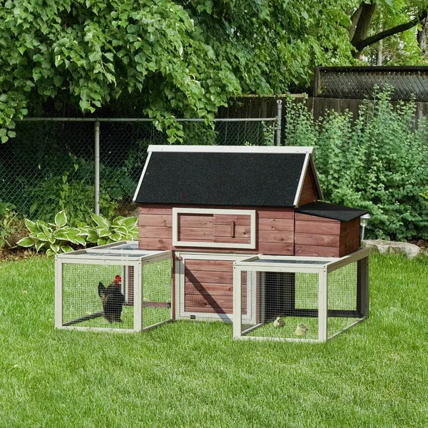 Wooden Chicken Coop 114 Inch Large Hen House Poultry Cage Nesting Box Outdoor Runs Removable Tray Ramp Cinnamon Brown - product image 10