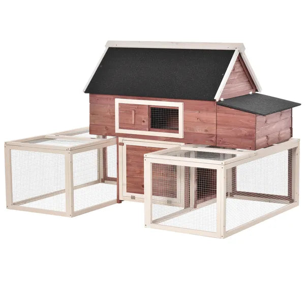 Wooden Chicken Coop 114 Inch Large Hen House Poultry Cage Nesting Box Outdoor Runs Removable Tray Ramp Cinnamon Brown - product image 11