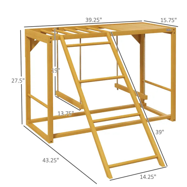 Wooden Chicken Coop Accessory, Activity Play with Swing Set, Multiple Perches, Hen Ladder, Yellow Poultry Care - product image 3
