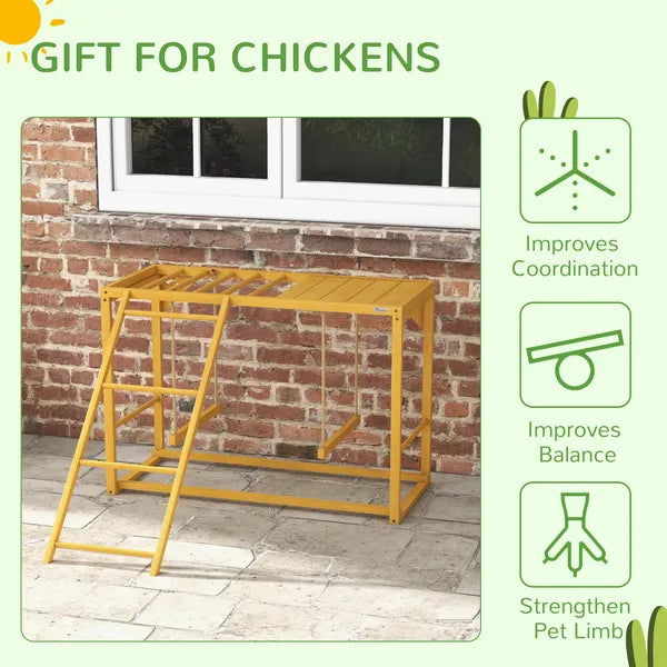 Wooden Chicken Coop Accessory, Activity Play with Swing Set, Multiple Perches, Hen Ladder, Yellow Poultry Care - product image 7