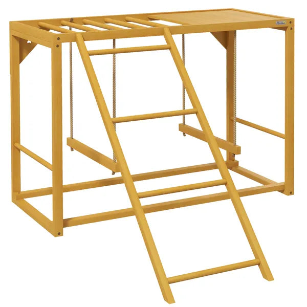 Wooden Chicken Coop Accessory, Activity Play with Swing Set, Multiple Perches, Hen Ladder, Yellow Poultry Care - product image 11