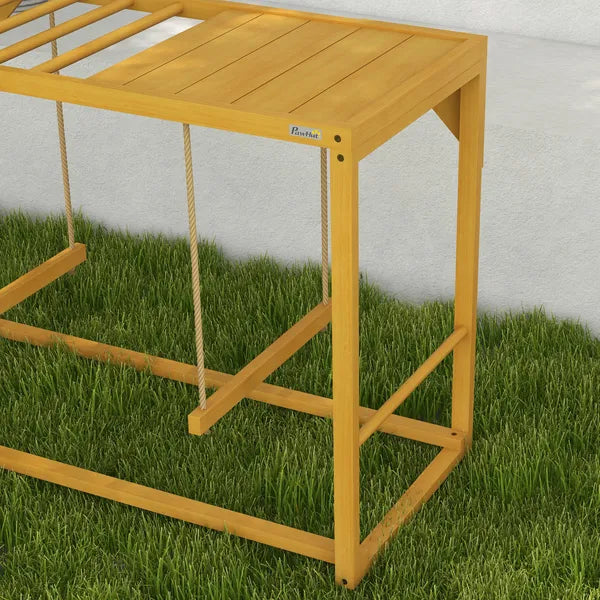 Wooden Chicken Coop Accessory, Activity Play with Swing Set, Multiple Perches, Hen Ladder, Yellow Poultry Care - product image 9