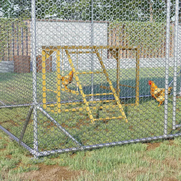 Wooden Chicken Coop Accessory, Activity Play with Swing Set, Multiple Perches, Hen Ladder, Yellow Poultry Care - product image 2
