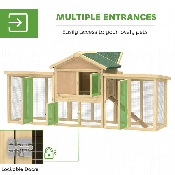 Wooden Chicken Coop ith Nesting Box, Double Runs, Removable Tray, Ramp, for Garden Backyard - product image 5