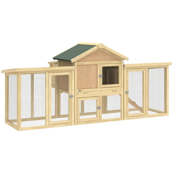 Wooden Chicken Coop ith Nesting Box, Double Runs, Removable Tray, Ramp, for Garden Backyard - product image 11