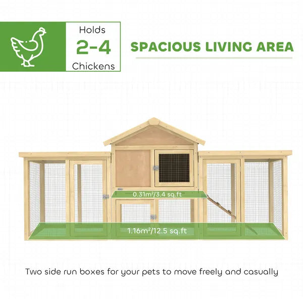 Wooden Chicken Coop ith Nesting Box, Double Runs, Removable Tray, Ramp, for Garden Backyard - product image 4