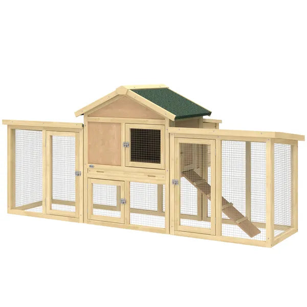 Wooden Chicken Coop ith Nesting Box, Double Runs, Removable Tray, Ramp, for Garden Backyard - product image 1
