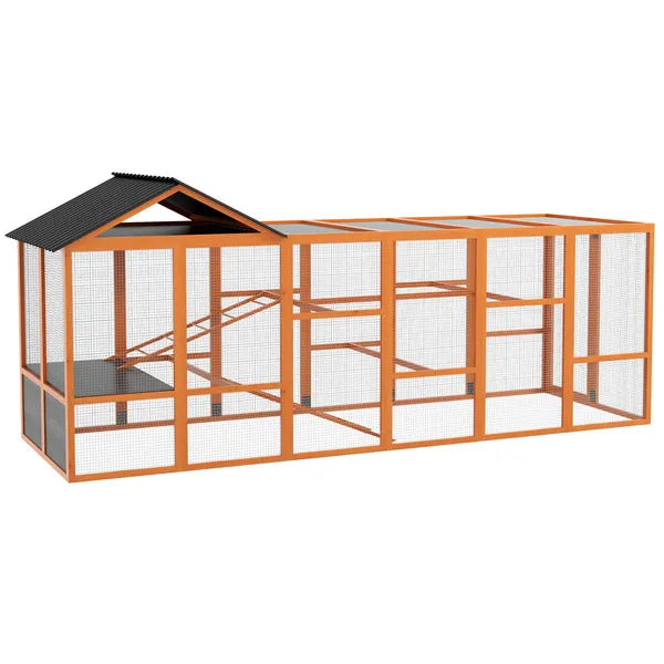 Wooden Chicken Coop Run for 6 - 10 Chickens, Hen House Add-On with Storage and Perches, 49" x 48" x 12.5", Orange - product image 1