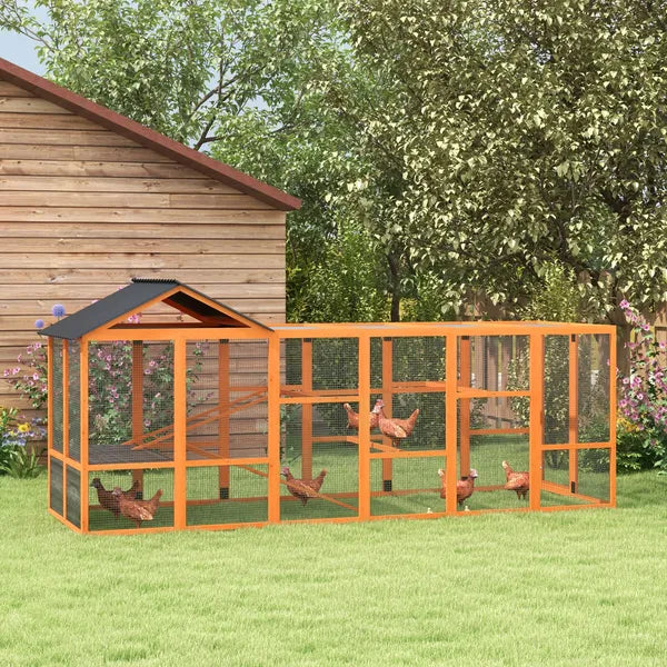 Wooden Chicken Coop Run for 6 - 10 Chickens, Hen House Add-On with Storage and Perches, 49" x 48" x 12.5", Orange - product image 2