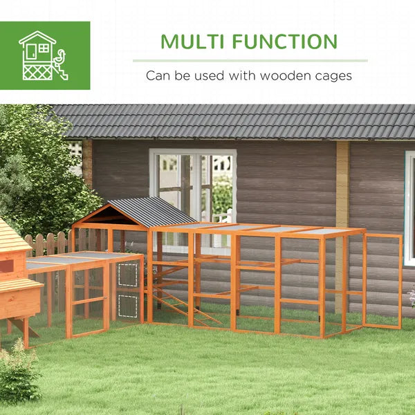 Wooden Chicken Coop Run for 6 - 10 Chickens, Hen House Add-On with Storage and Perches, 49" x 48" x 12.5", Orange - product image 5