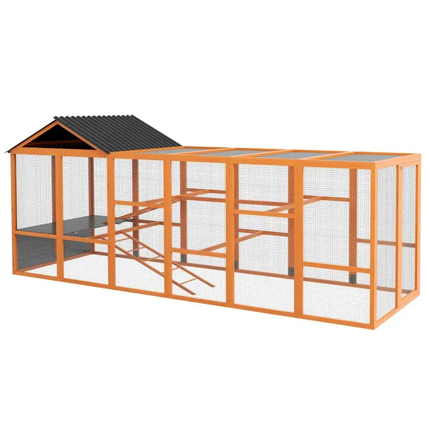 Wooden Chicken Coop Run for 6 - 10 Chickens, Hen House Add-On with Storage and Perches, 49" x 48" x 12.5", Orange - product image 11