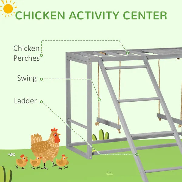 Wooden Chicken Swing Set Gray Activity Center for 3-4 Chickens with Multiple Roosting Perches for Resting Play - product image 4