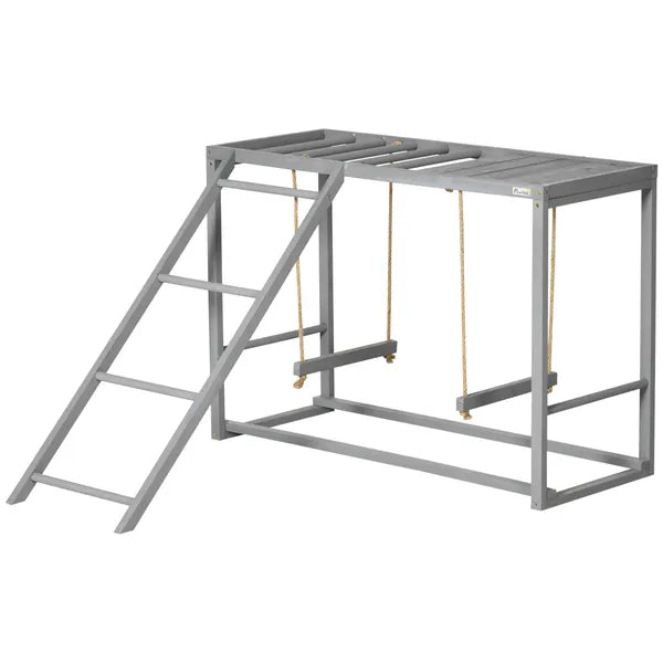 Wooden Chicken Swing Set Gray Activity Center for 3-4 Chickens with Multiple Roosting Perches for Resting Play - product image 11