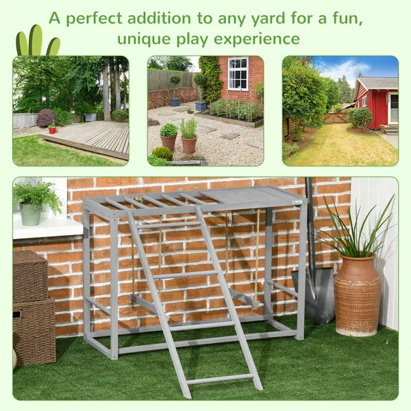 Wooden Chicken Swing Set Gray Activity Center for 3-4 Chickens with Multiple Roosting Perches for Resting Play - product image 5