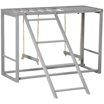 Wooden Chicken Swing Set Gray Activity Center for 3-4 Chickens with Multiple Roosting Perches for Resting Play - product image 1