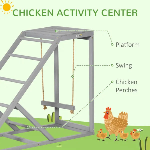 Wooden Chicken Toys for Coop with Swing, Chicken Activity Center with Multiple Roosting Perches or Ladder, Platform for Resting - product image 4
