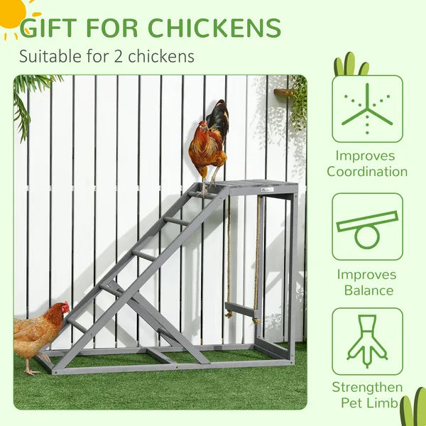 Wooden Chicken Toys for Coop with Swing, Chicken Activity Center with Multiple Roosting Perches or Ladder, Platform for Resting - product image 7