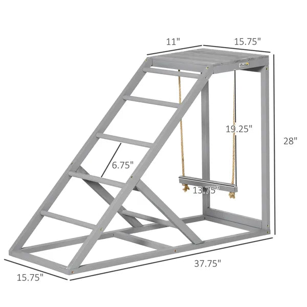 Wooden Chicken Toys for Coop with Swing, Chicken Activity Center with Multiple Roosting Perches or Ladder, Platform for Resting - product image 3