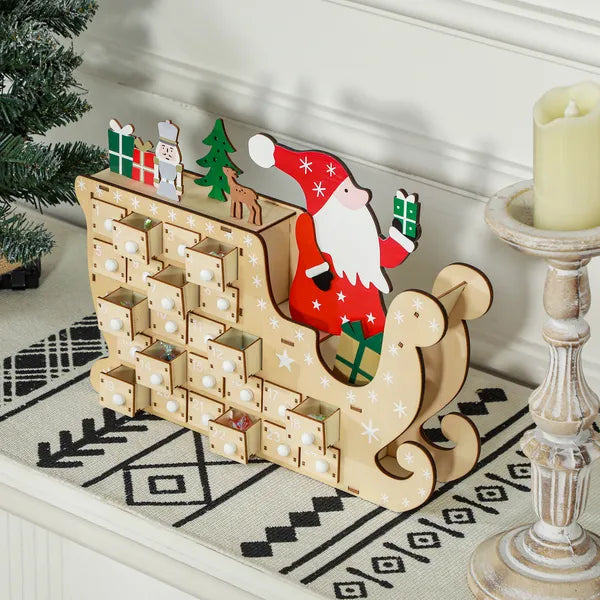 Wooden Christmas Advent Calendar with 24 Countdown Drawers, Reusable Holiday Decor Xmas Gift for Kids Adults, Natural - product image 6