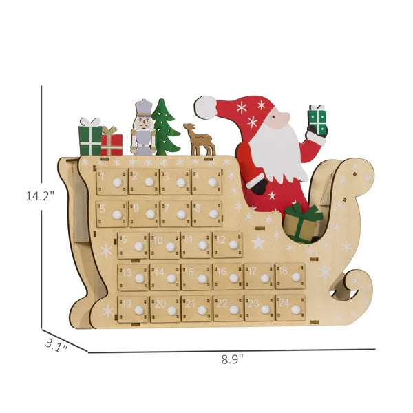 Wooden Christmas Advent Calendar with 24 Countdown Drawers, Reusable Holiday Decor Xmas Gift for Kids Adults, Natural - product image 3