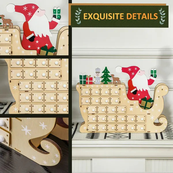 Wooden Christmas Advent Calendar with 24 Countdown Drawers, Reusable Holiday Decor Xmas Gift for Kids Adults, Natural - product image 5