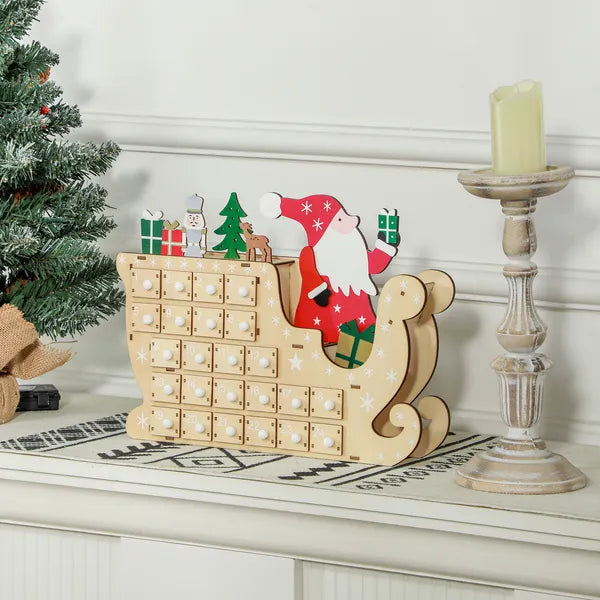 Wooden Christmas Advent Calendar with 24 Countdown Drawers, Reusable Holiday Decor Xmas Gift for Kids Adults, Natural - product image 2