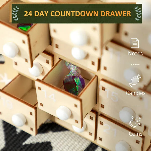 Wooden Christmas Advent Calendar with 24 Countdown Drawers, Reusable Holiday Decor Xmas Gift for Kids Adults, Natural - product image 4