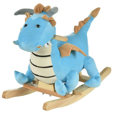 Wooden Dinosaur Rocking Horse, Realistic Sounds, Fun Prehistoric Child Ride-On Toy, Blue, for 18-36 Months - product image 1