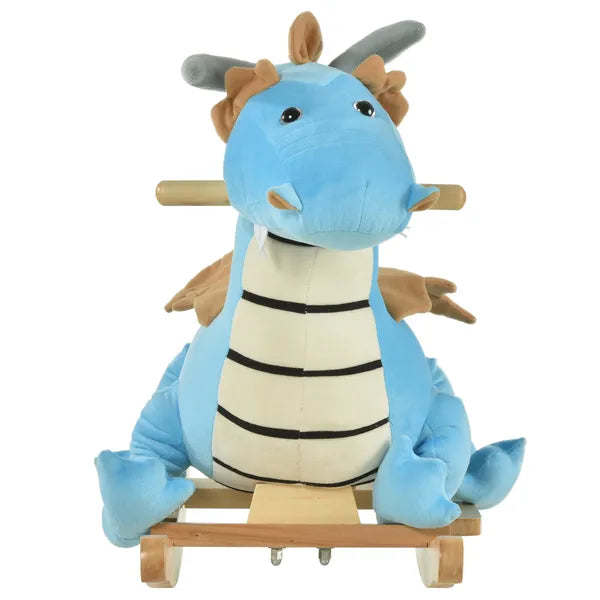 Wooden Dinosaur Rocking Horse, Realistic Sounds, Fun Prehistoric Child Ride-On Toy, Blue, for 18-36 Months - product image 8