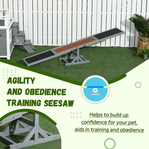 PawHut Wooden Dog Agility Seesaw for Dog Training Exercise, 71" L x 12" W x 12" H, Gray - product image 7