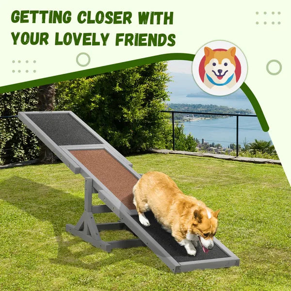 PawHut Wooden Dog Agility Seesaw for Dog Training Exercise, 71" L x 12" W x 12" H, Gray - product image 6