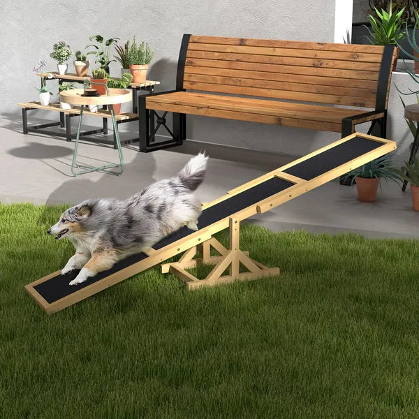 Wooden Dog Agility Seesaw for Training and Exercise, Yellow - product image 10